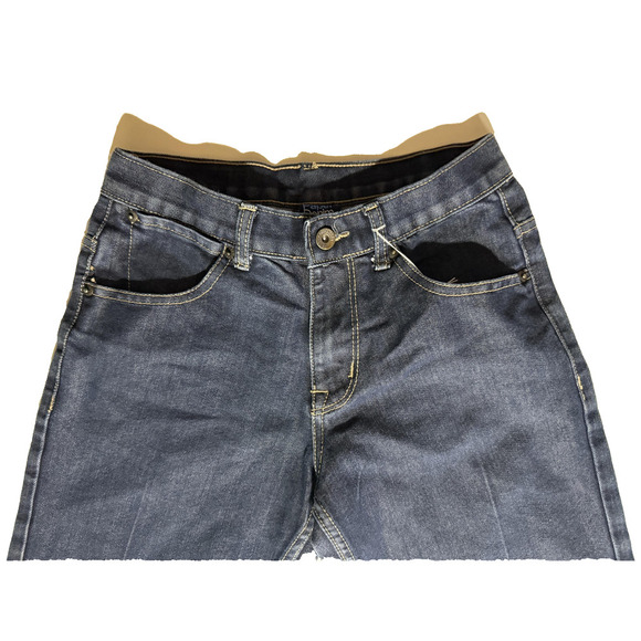 Denim & Cloth Y2K Jeans Womens 28 Straight Leg Brown Leather Crazy Back Hit - Picture 4 of 7